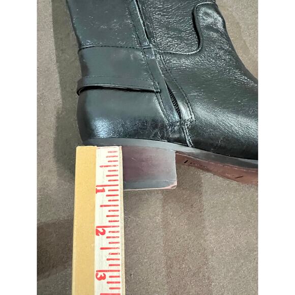 Franco Sarto Knee High Tall Black Leather Riding Style Boot Gold Buckle Size 6.5 - Picture 6 of 10